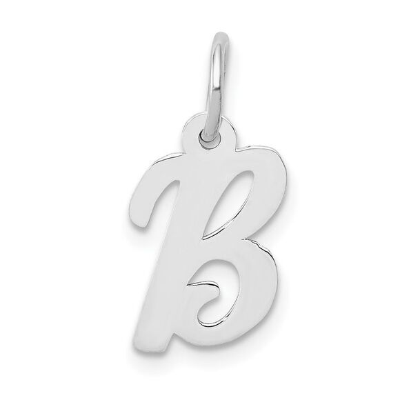 10k White Gold Small Script Initial B Charm - Picture 1 of 2